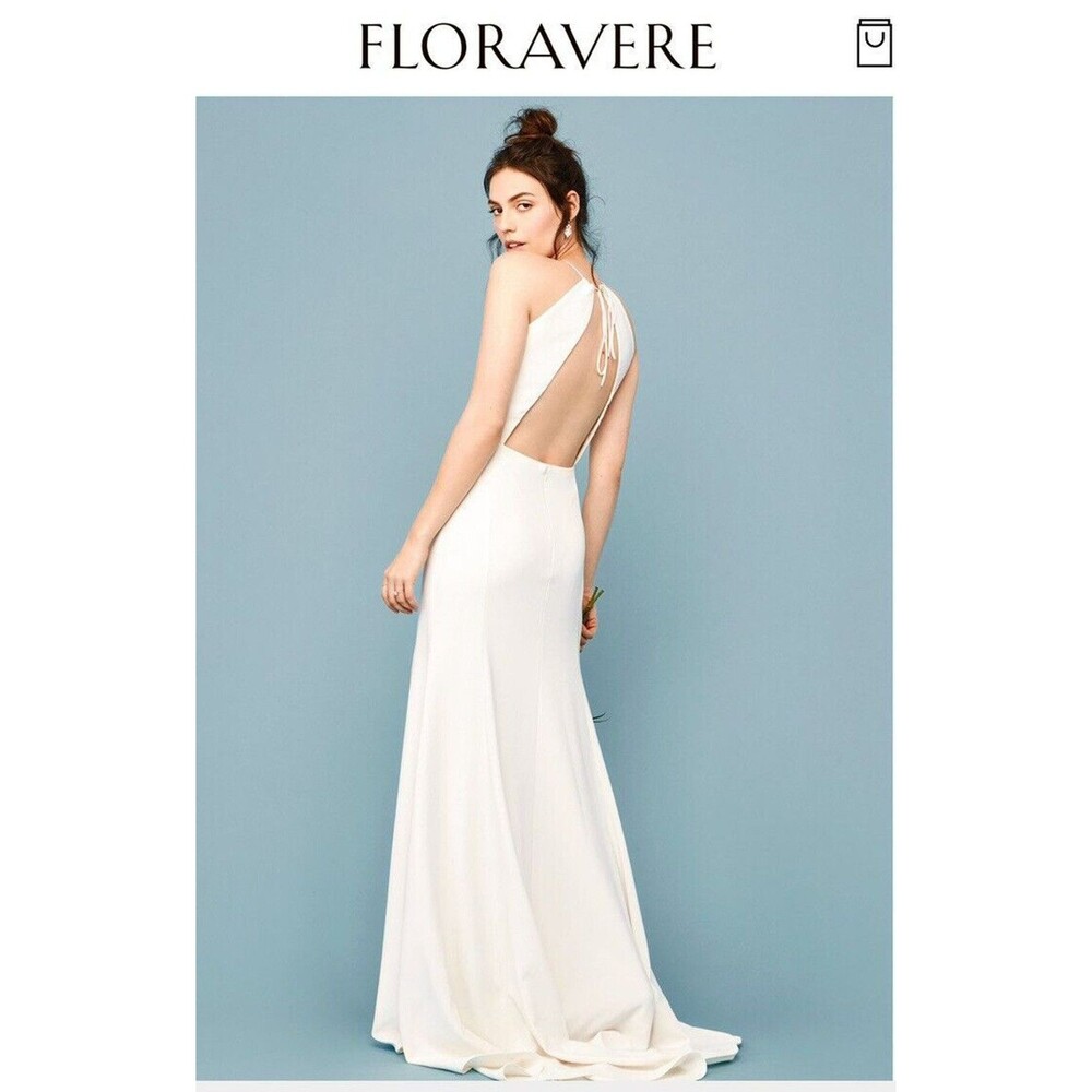 Floravere Mulligan Wedding Dress - Modern Classic Ivory Halter Gown, Minimalist